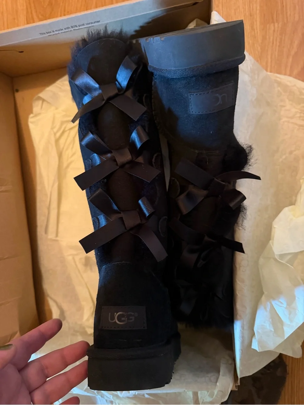 UGG Bailey Bow Tall II Black NIB size 7